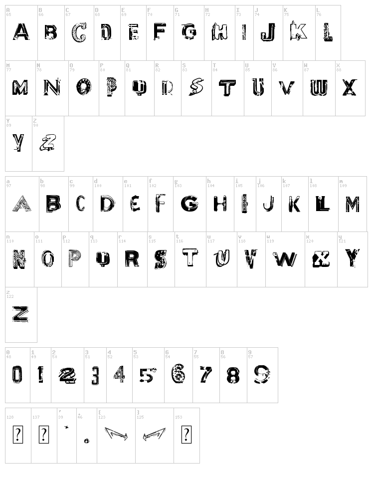 Motel Vacancy font map